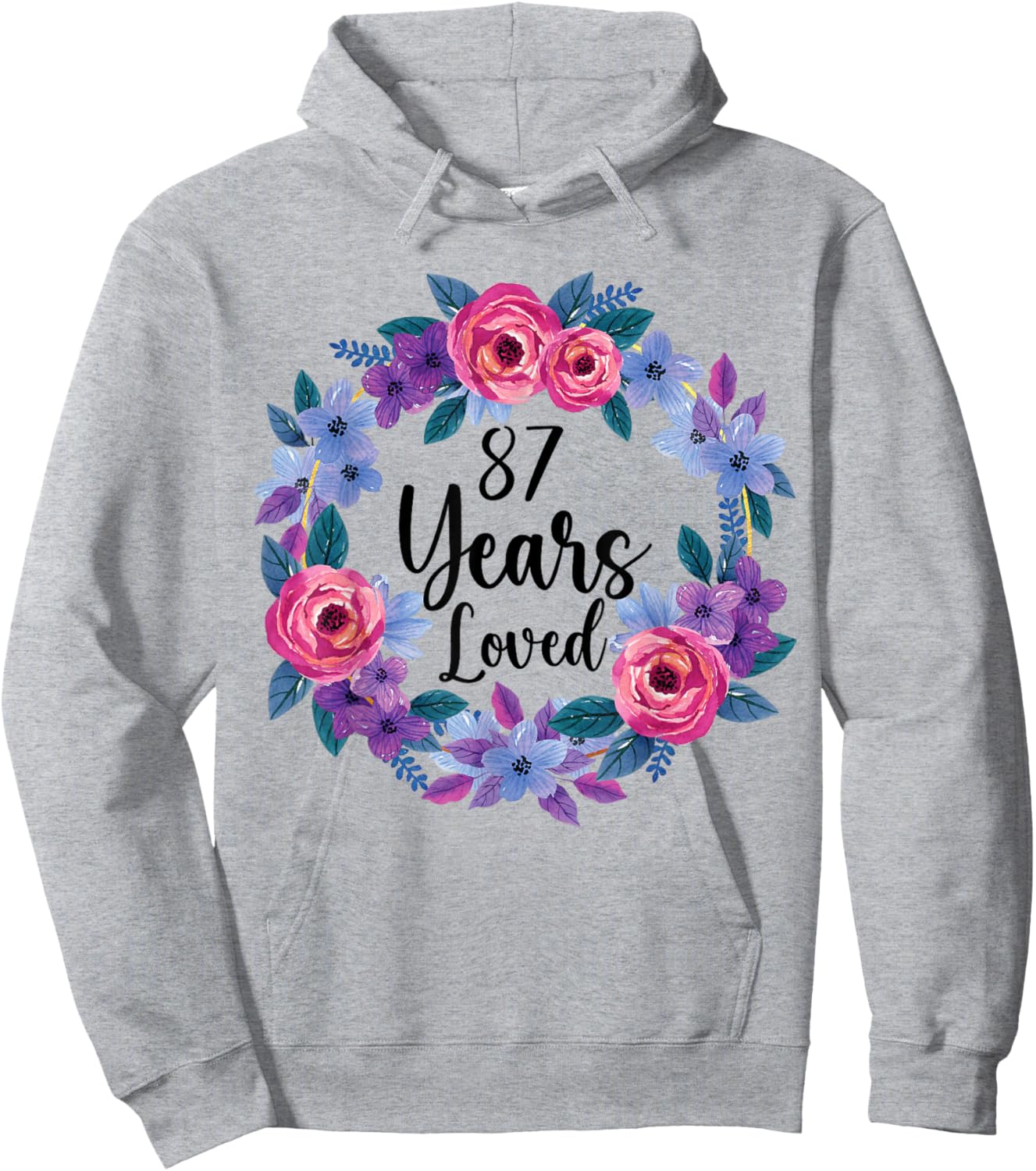 Floral 87 Year Old 87th Birthday Women Funny 87 Year Loved Hoodie - Hoodie | Ash