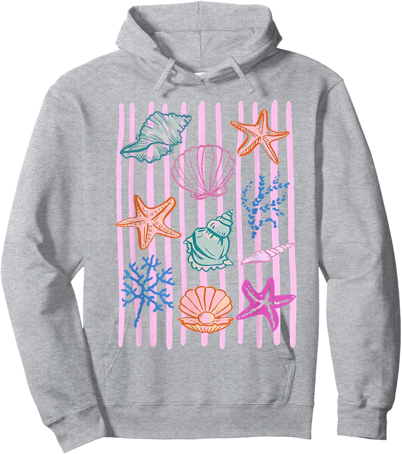 Summer Vacation Seashell Starfish Ocean Lover Hawaii Beach Hoodie - Hoodie | Ash