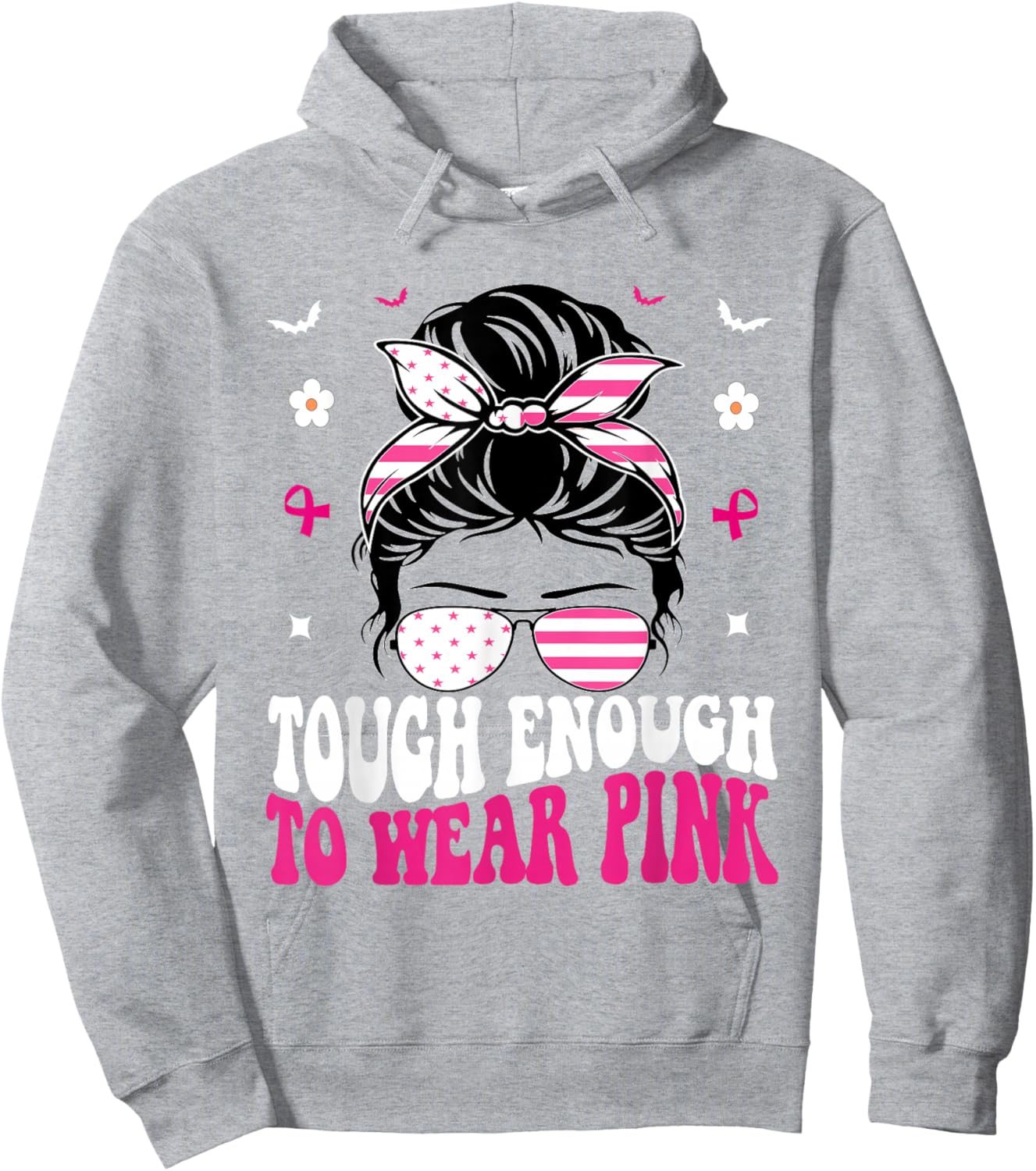 Tough Enough To Wear Pink Breast Cancer Awareness Hoodie - Hoodie | Ash