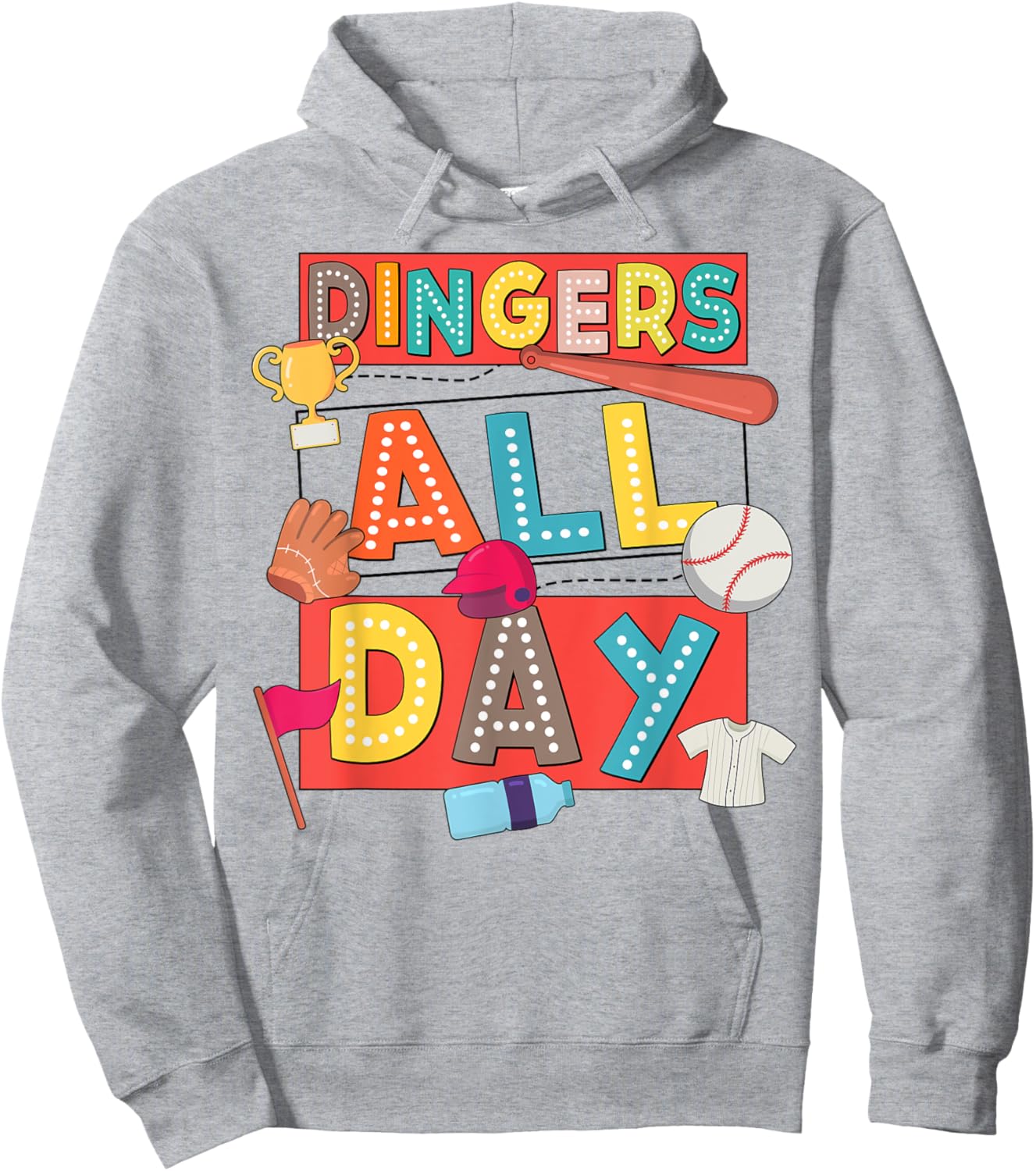 Baseball Mom Dad Biggest Fan Game Day Vibes Dingers All Day Hoodie - Hoodie | Ash