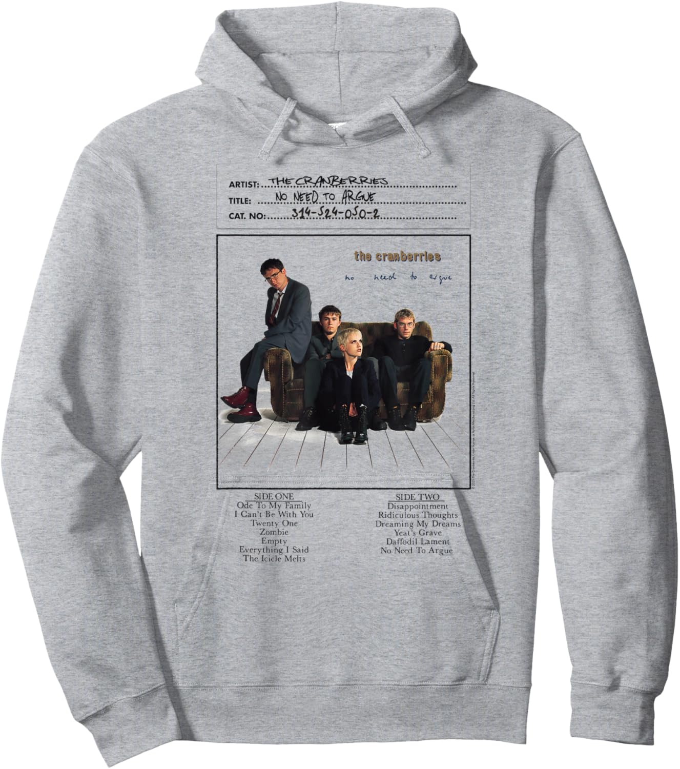 The Cranberries No Need to Argue Vinyl Handwritten Band Hoodie - Hoodie | Ash