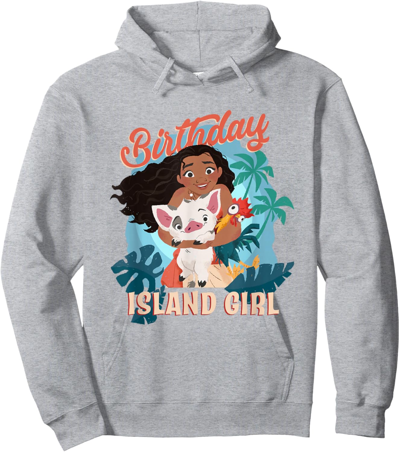 Disney Moana Birthday Island Girl Moana Pua HEI HEI Big Logo Hoodie - Hoodie | Ash