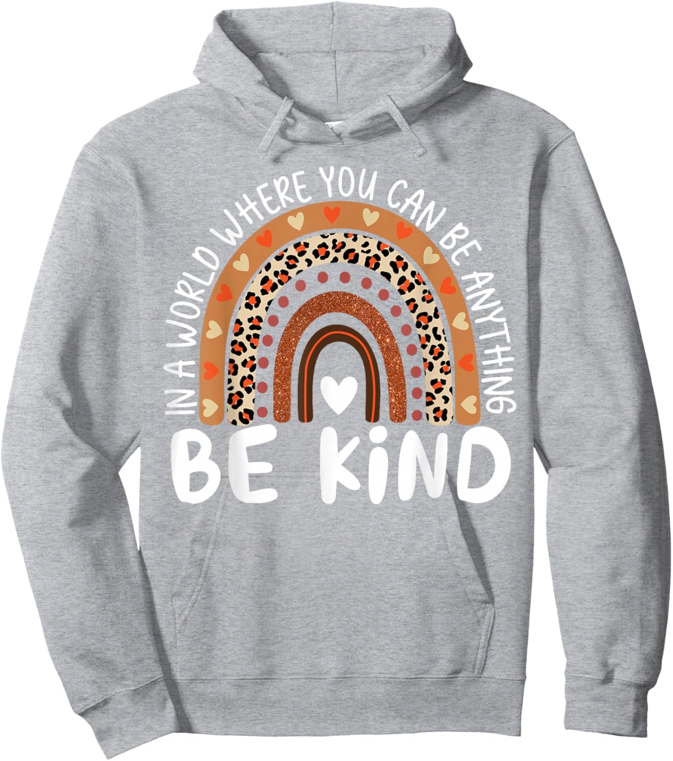 Unity Day Orange Anti Bullying Kids Girls Leopard Rainbow Hoodie - Hoodie | Ash