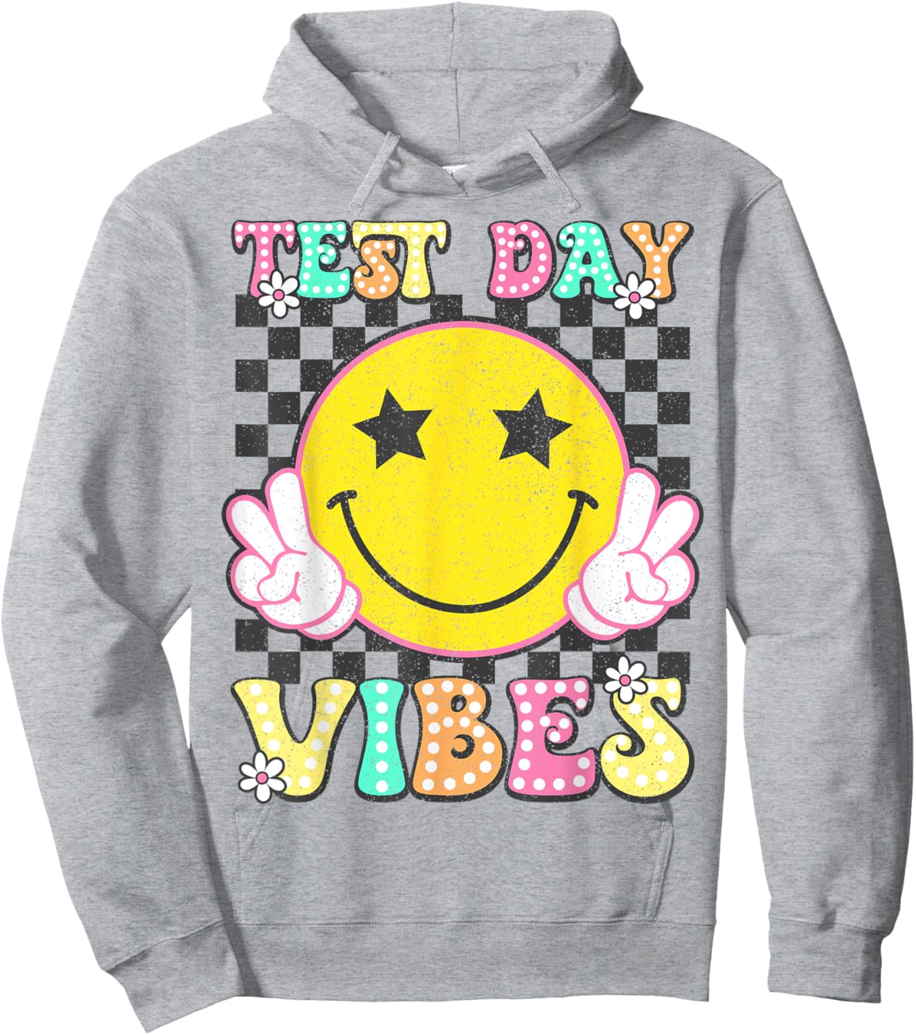 Test Day Vibes Retro Groovy Testing Day Teacher Student Hoodie - Hoodie | Ash