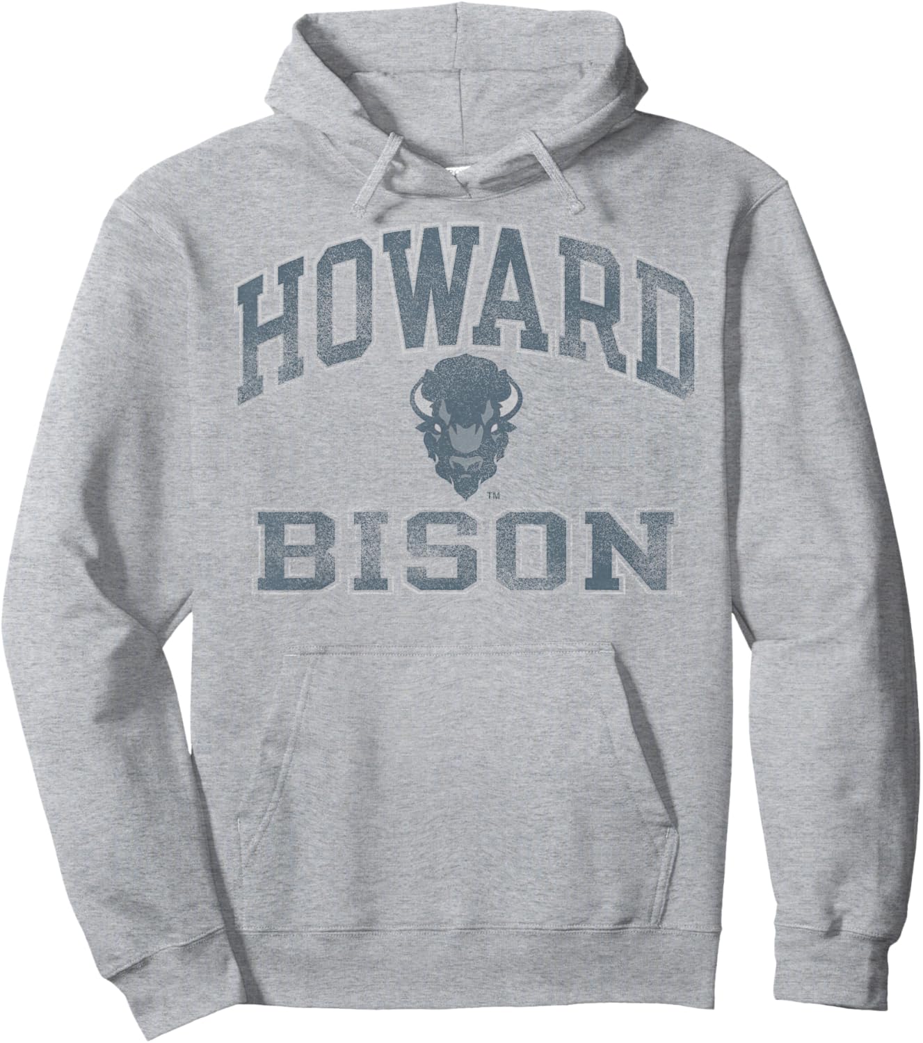 Howard Bison Vintage Worn Gray Officially Licensed Hoodie - Hoodie | Ash