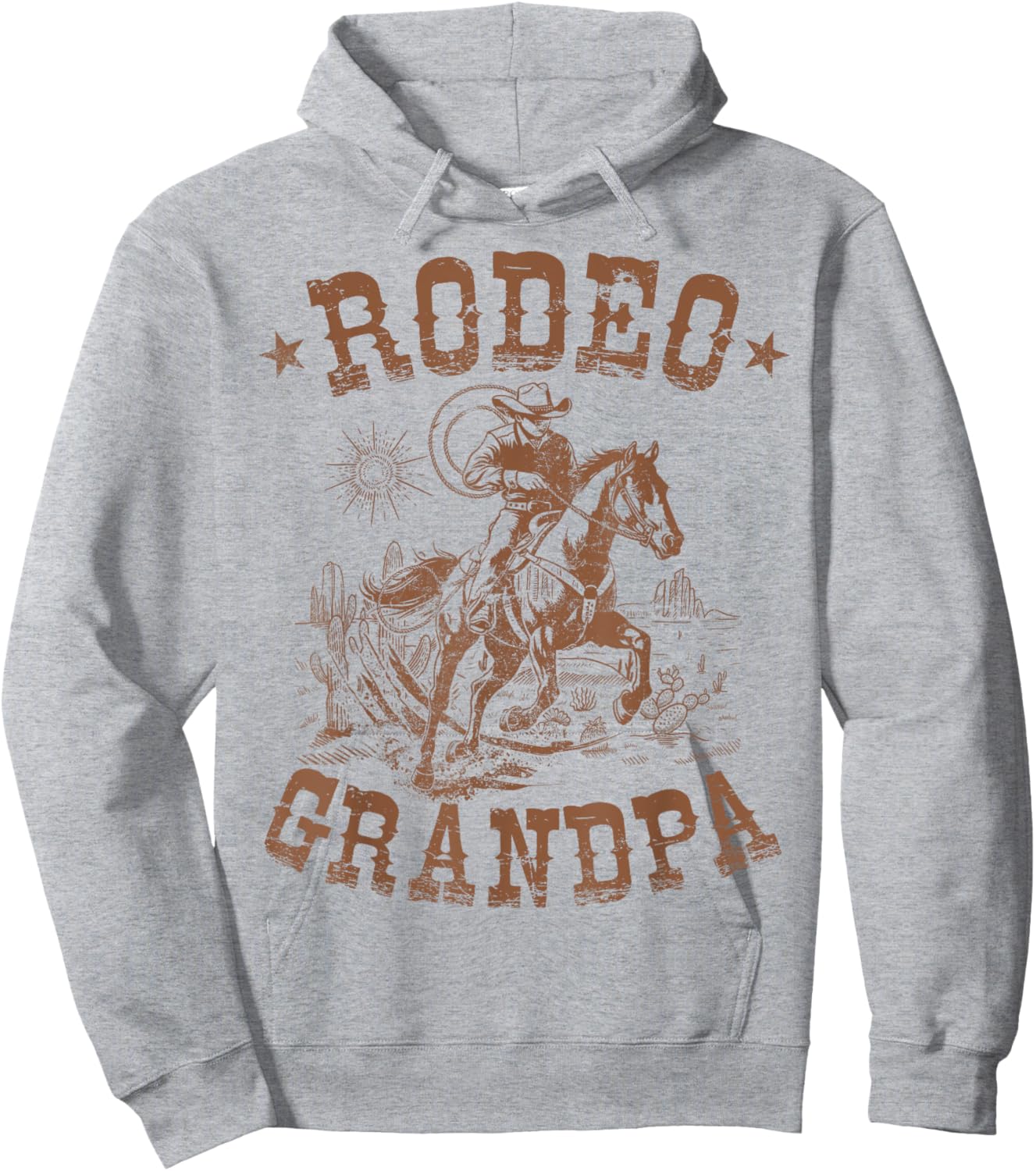 Rodeo Grandpa Western Cowboy Family Matching Father's Day Hoodie - Hoodie | Ash