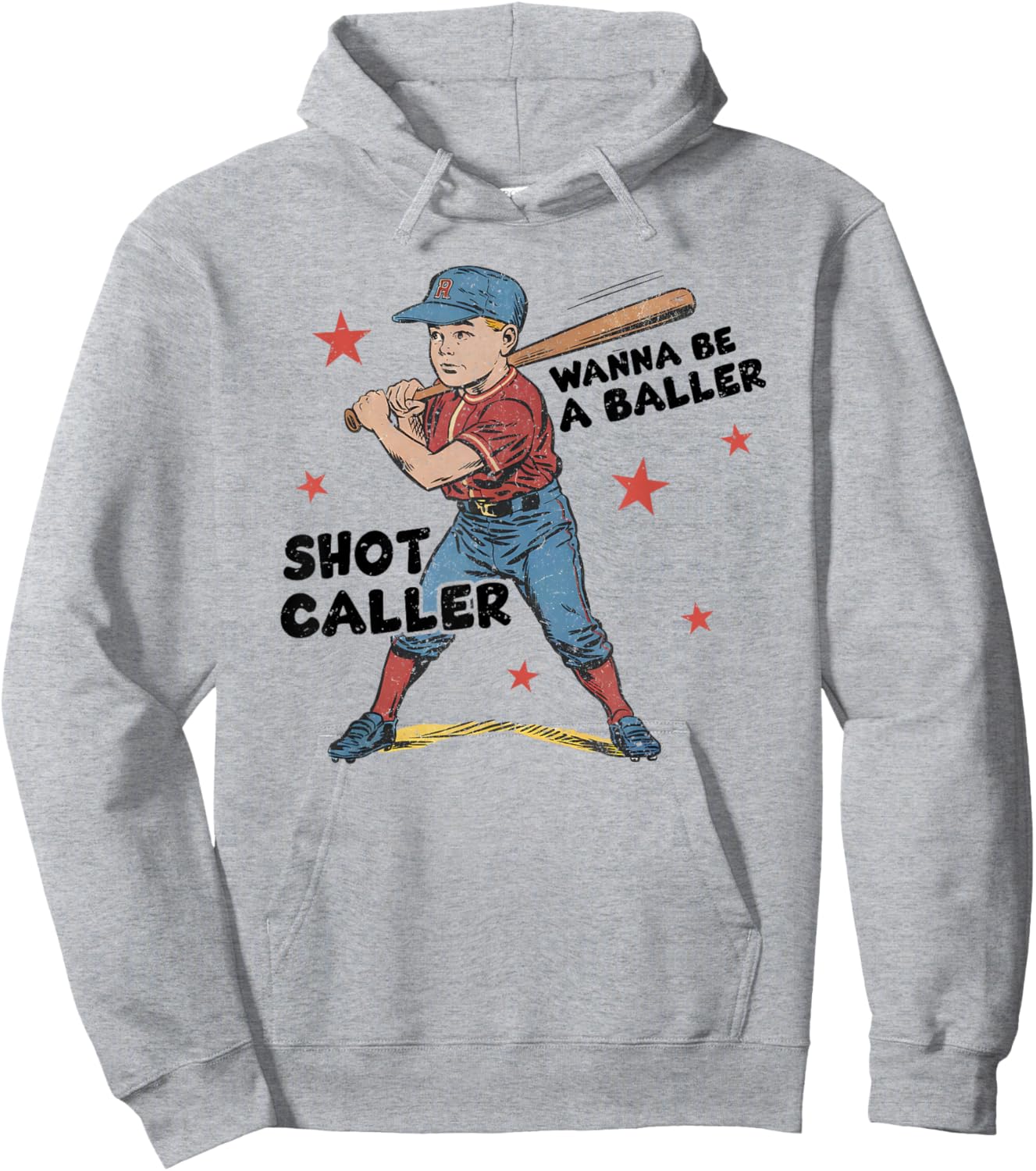 Wanna Be A Baller Shot Caller, Vintage Baseball Season Hoodie - Hoodie | Ash