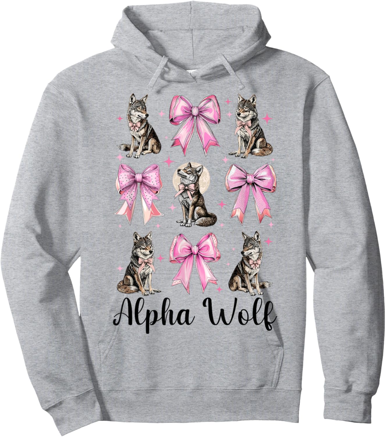 Alpha Wolf Alpha Male Cringe Meme Werewolf Pink Coquette Bow Hoodie - Hoodie | Ash