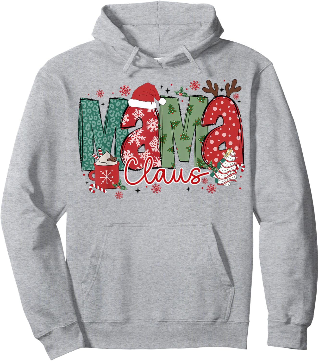 Mama Claus Christmas Pajama Santa Claus Family Matching Hoodie - Hoodie | Ash