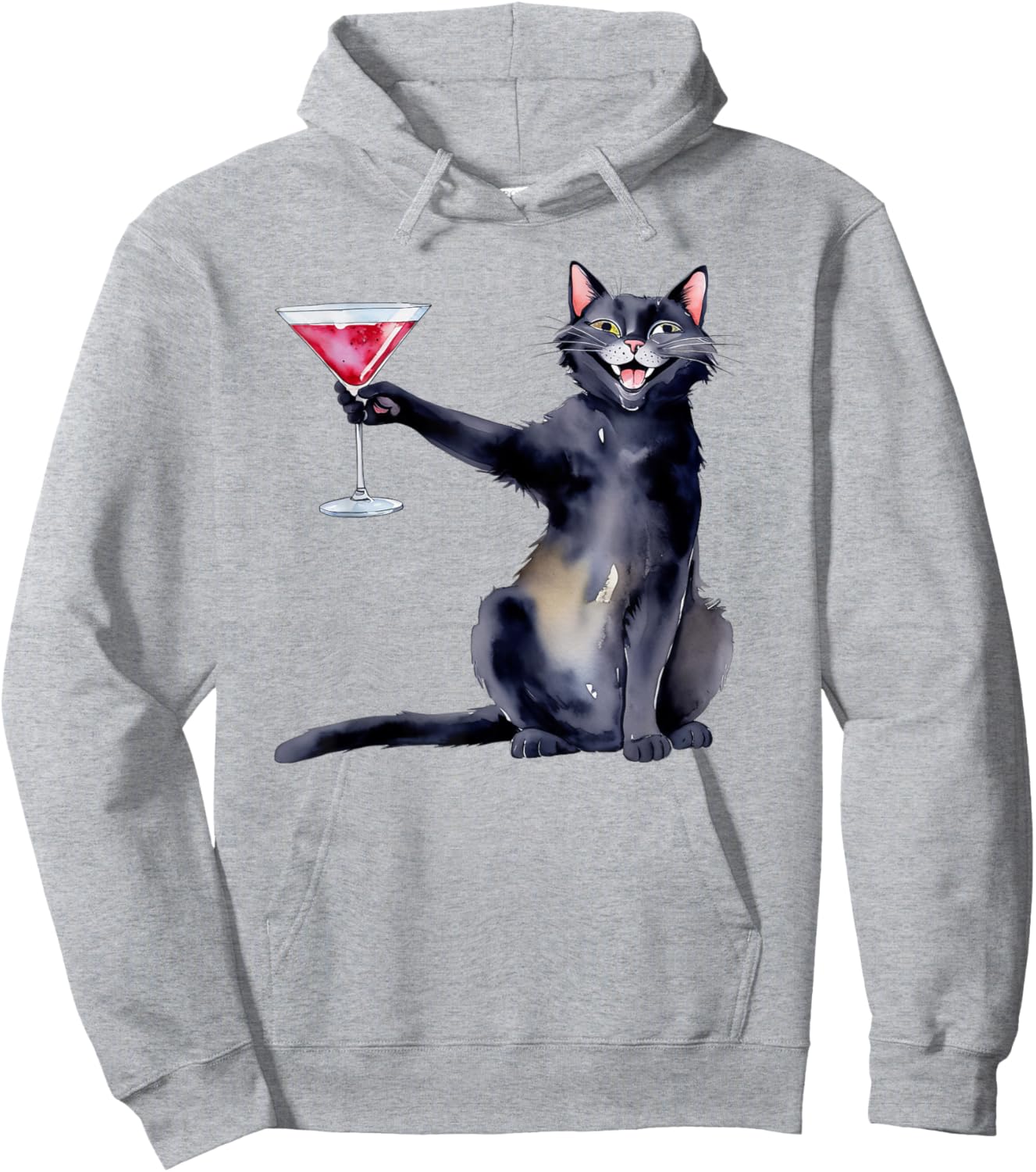 Funny Cat Holding a Martini Cat Lover Men Women Hoodie - Hoodie | Ash