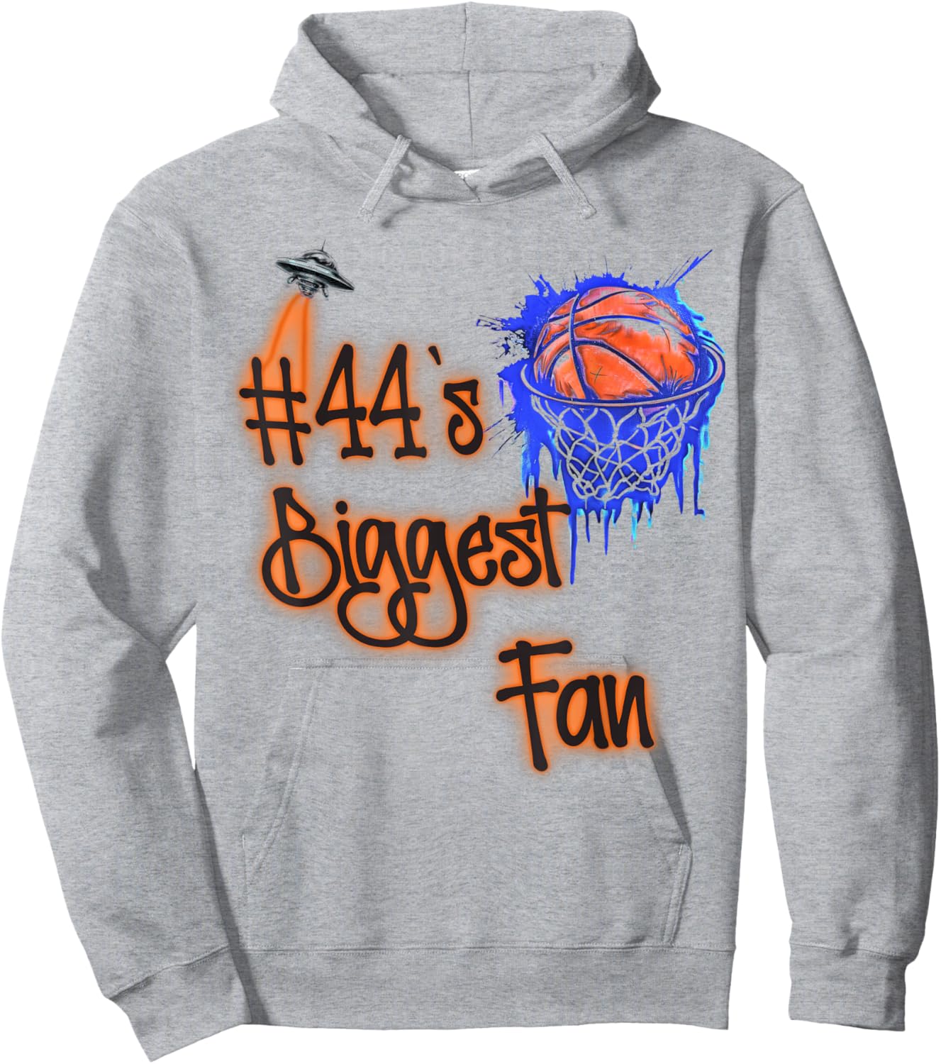 #44 Biggest Fan of Basketball Player Number 44 Dad Mom Hoodie - Hoodie | Ash