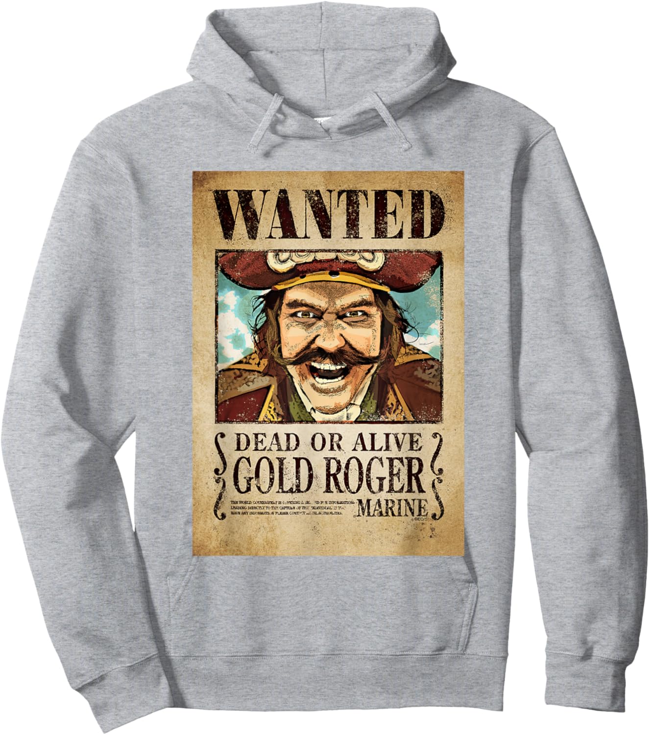 One Piece Gold Roger Pirate Wanted Poster Hoodie - Hoodie | Ash