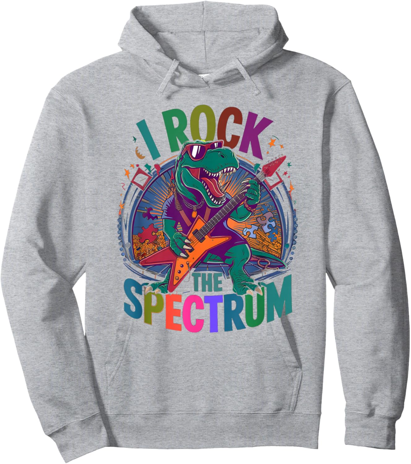 Rockin' I ROCK THE SPECTRUM Autism Teacher Stimming Rockstar Hoodie - Hoodie | Ash