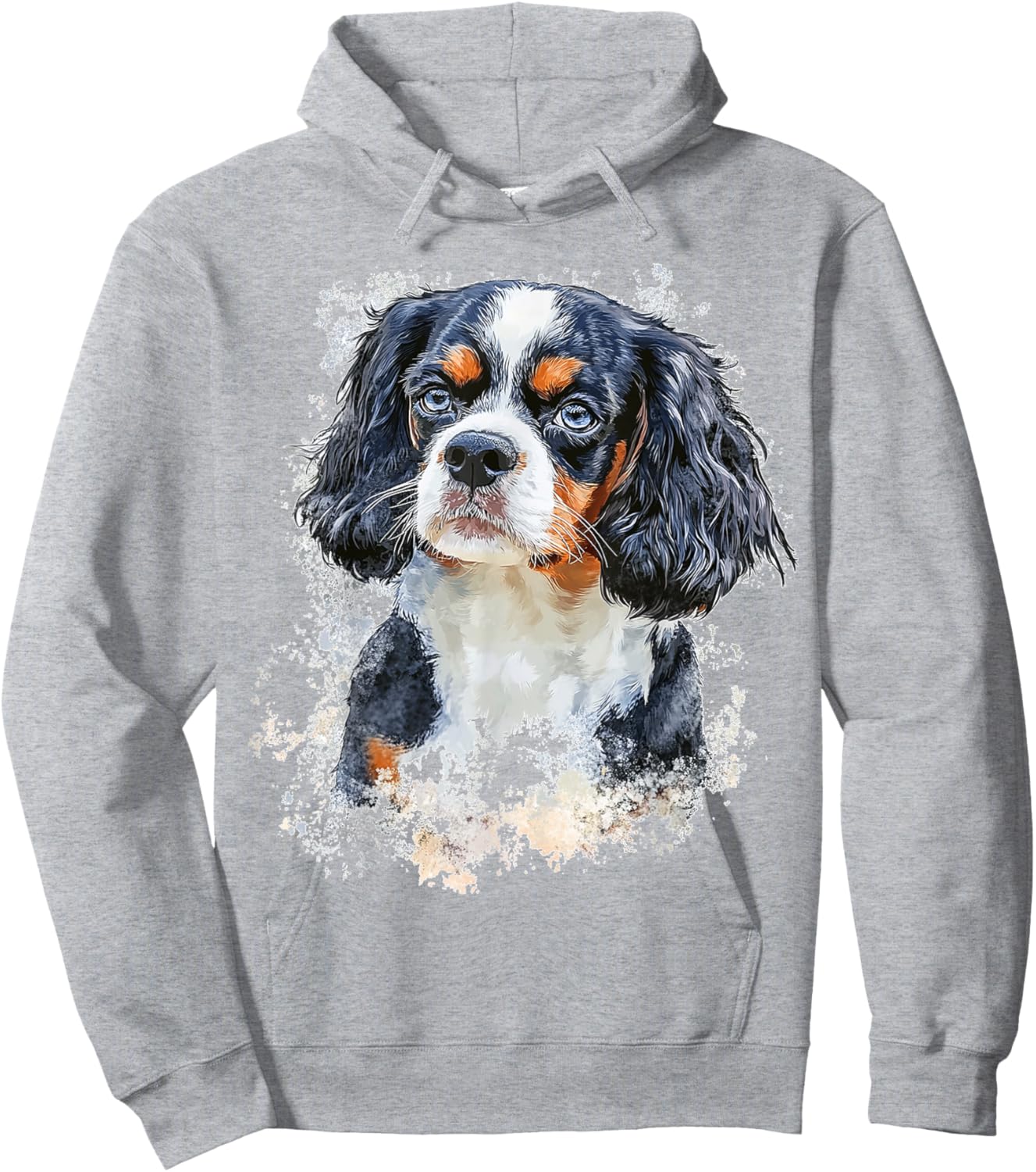 Cavalier King Charles Spaniel Dog Graphic Pet Illustration Hoodie - Hoodie | Ash