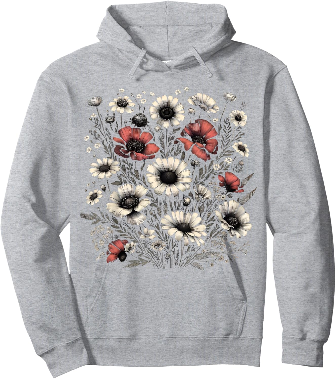Vintage Flowers Women Wildflower Graphic Floral Gardening Hoodie - Hoodie | Ash