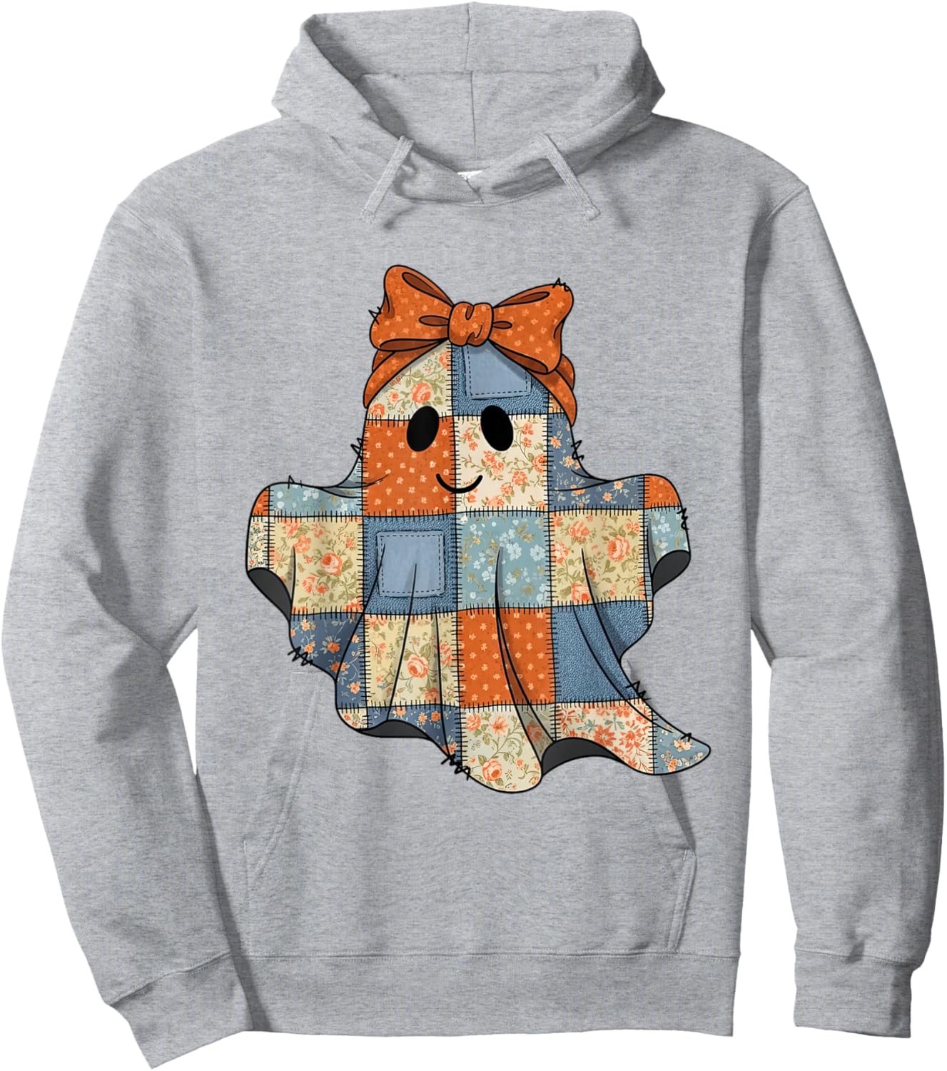 Coquette Bow Floral Boo Ghost Halloween Pumpkin Spooky Vibes Hoodie - Hoodie | Ash