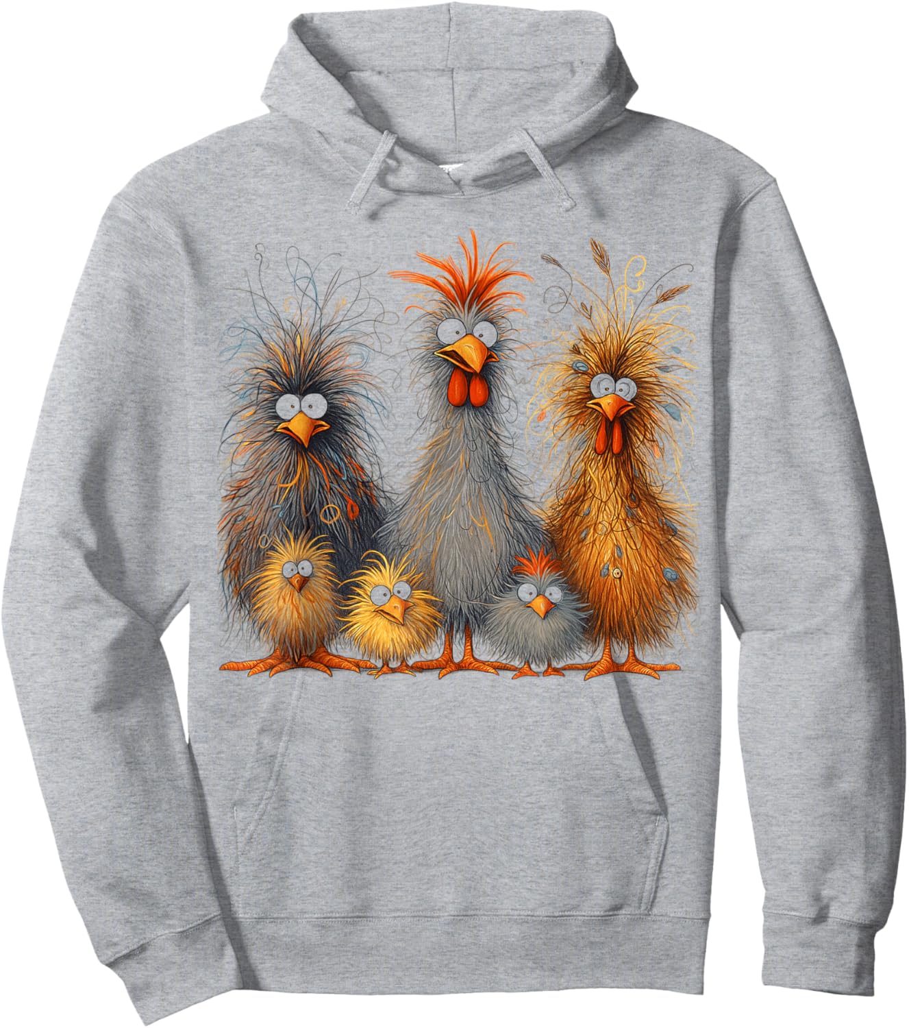 Eagerlys Colorful Funny Chicken Art Men Women Kids Hoodie - Hoodie | Ash