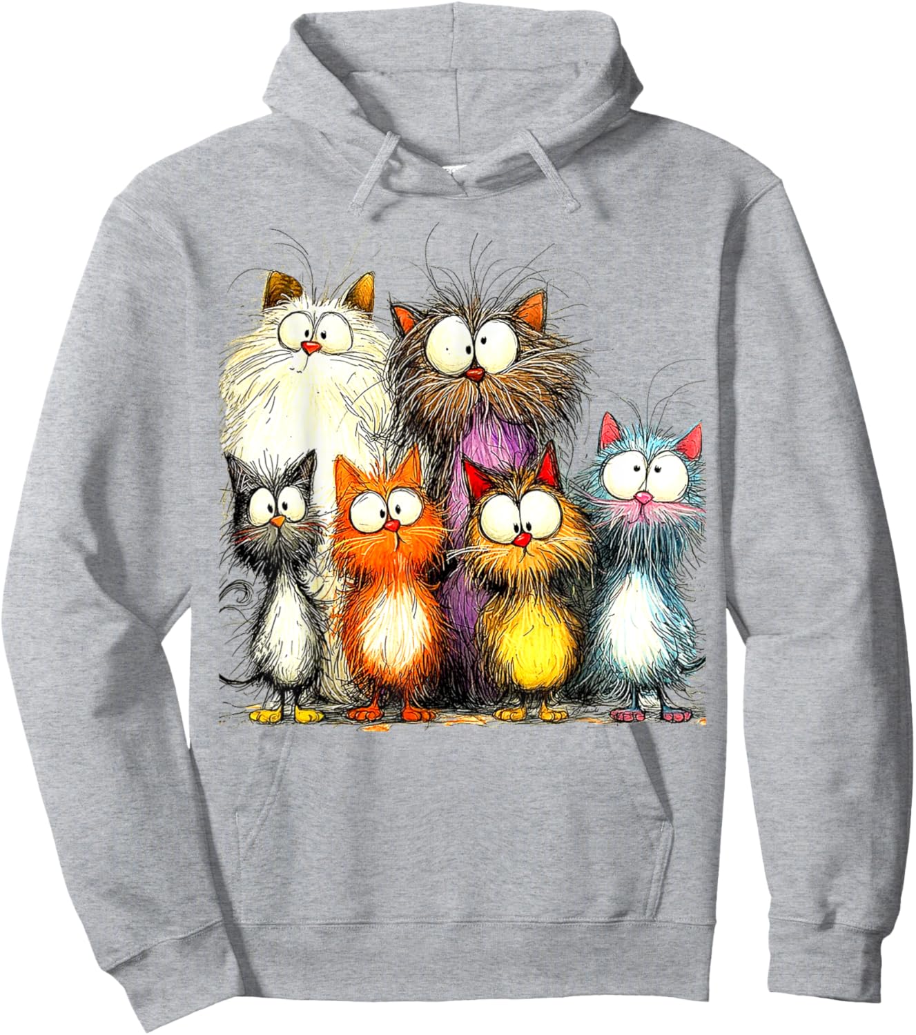 Eagerlys Silly Funny Cat Famliy Art Colorful Cats - Kitten Women Hoodie - Hoodie | Ash