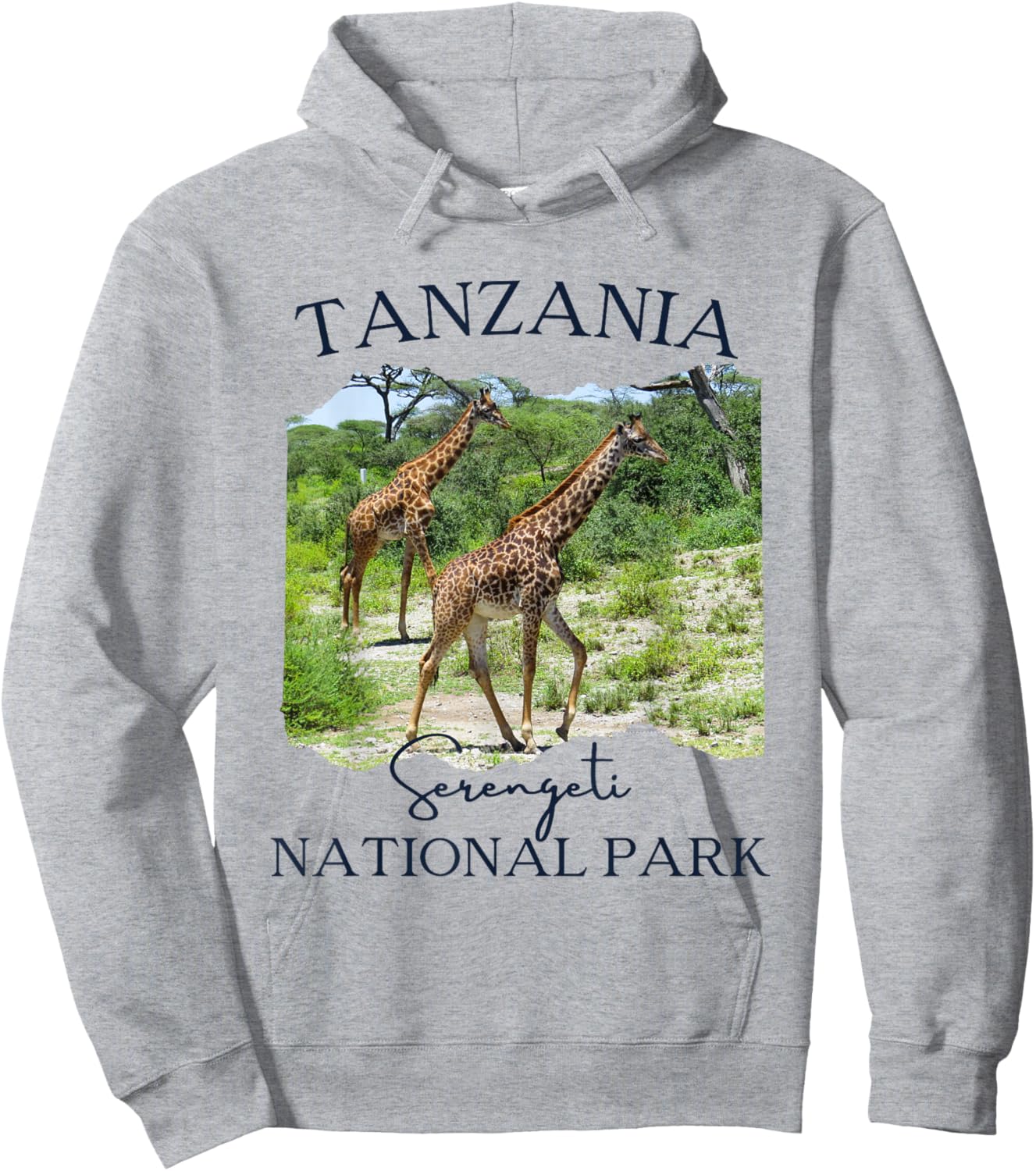 Tanzania Serengeti National Park Souvenir Giraffe Safari Hoodie - Hoodie | Ash