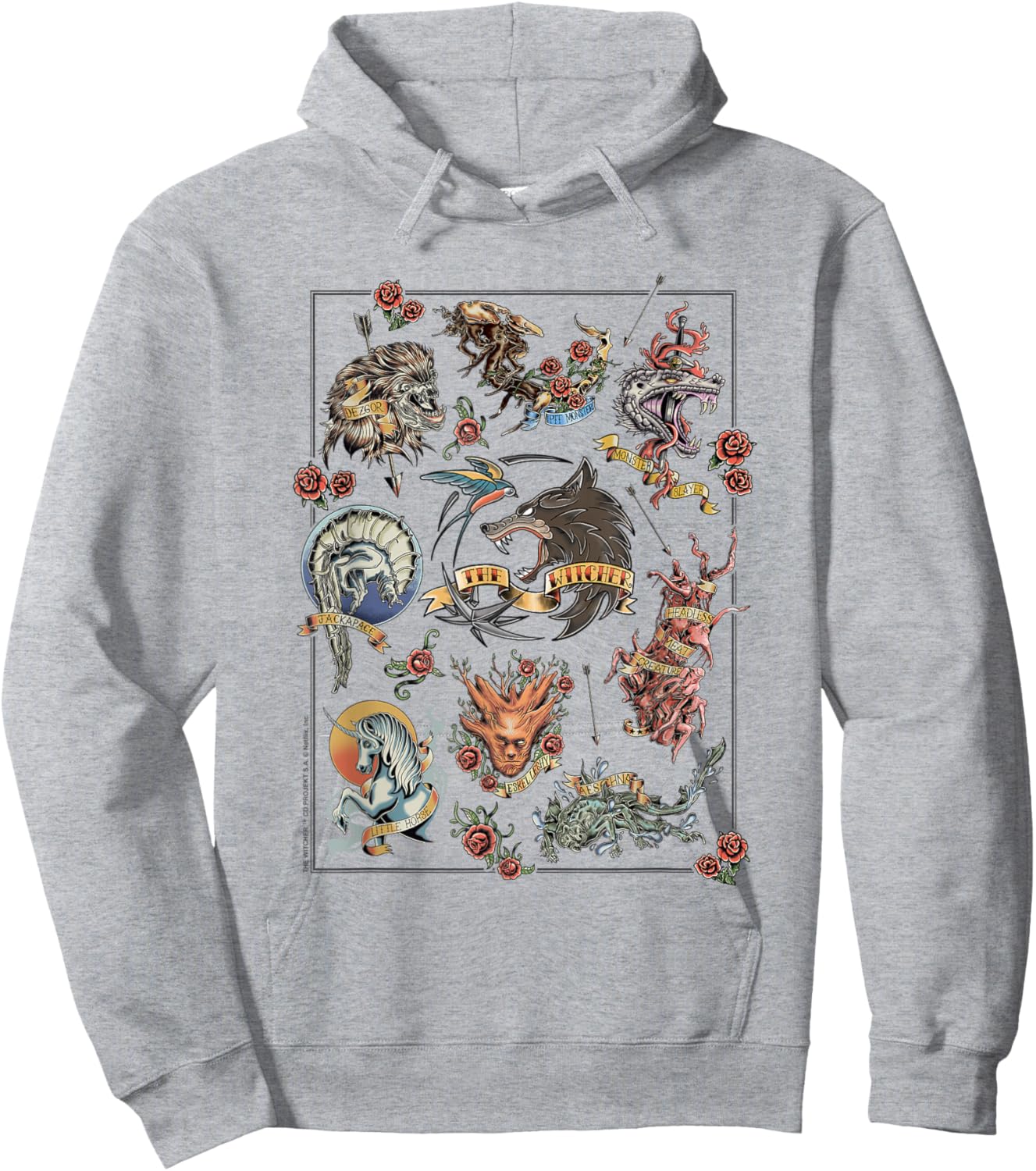 The Witcher Monster Tattoo Flash Officially Licensed Hoodie - Hoodie | Ash
