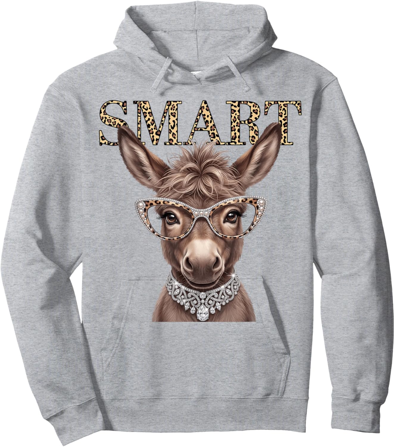 Smart Donkey Leopard Glasses Funny Meme Smart Donkey Ass Hoodie - Hoodie | Ash