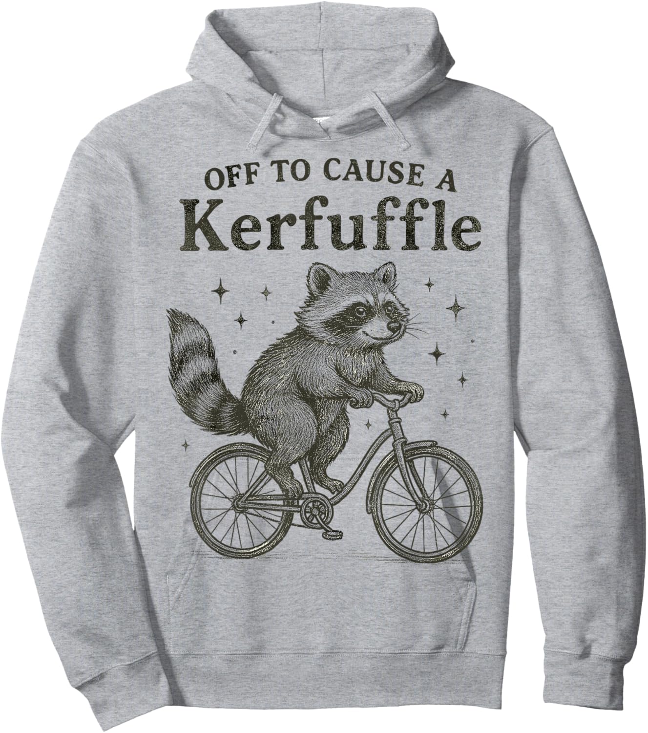Off to Cause A Kerfuffle Raccoon Bicycle Chaos Hoodie - Hoodie | Ash