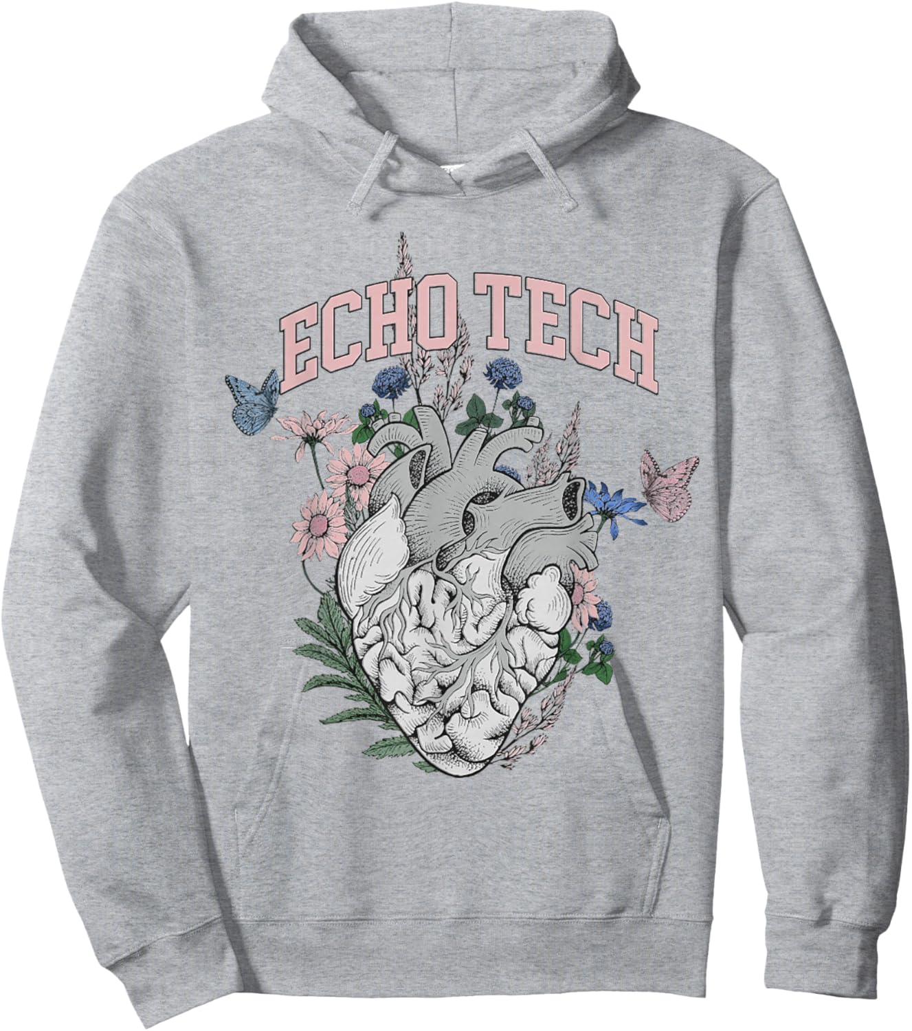 Floral rdcs anatomical heart echo tech cardiac team t ultras Hoodie - Hoodie | Ash