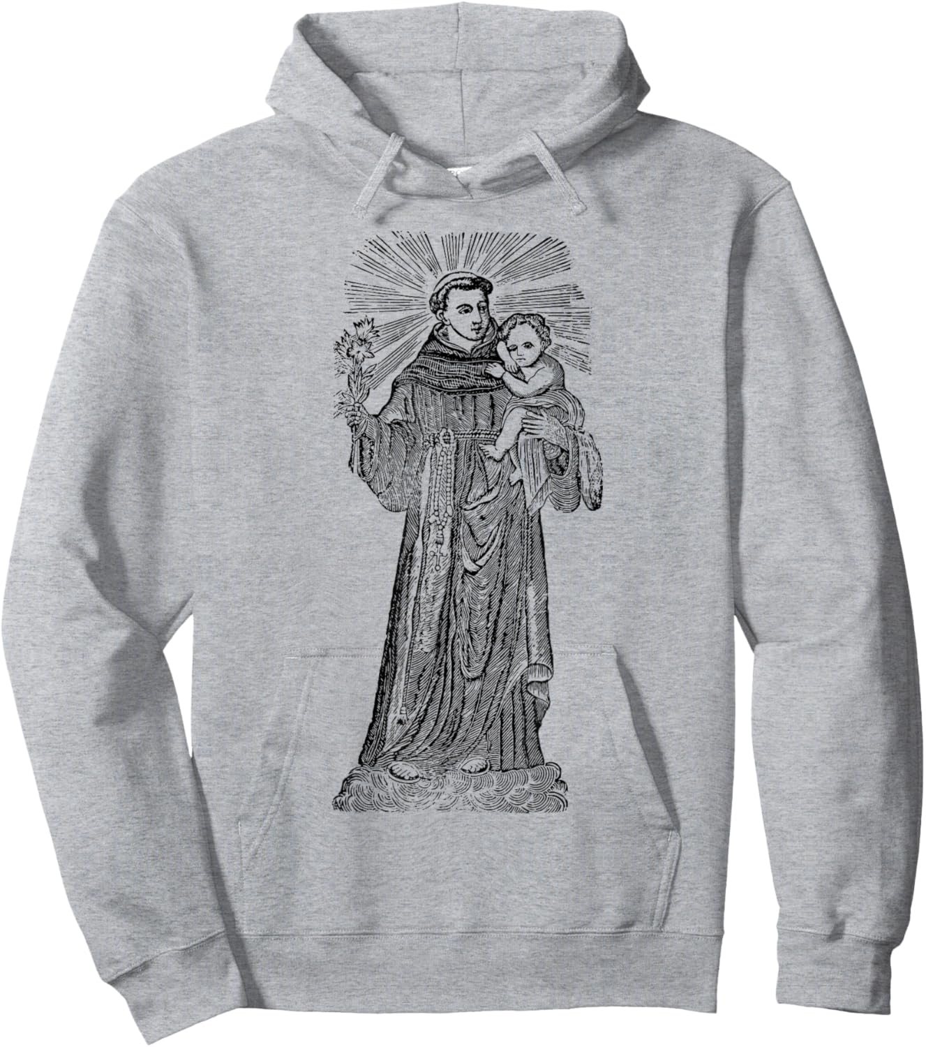 St Anthony of Padua Baby Jesus Vintage Catholic Patron Saint Hoodie - Hoodie | Ash