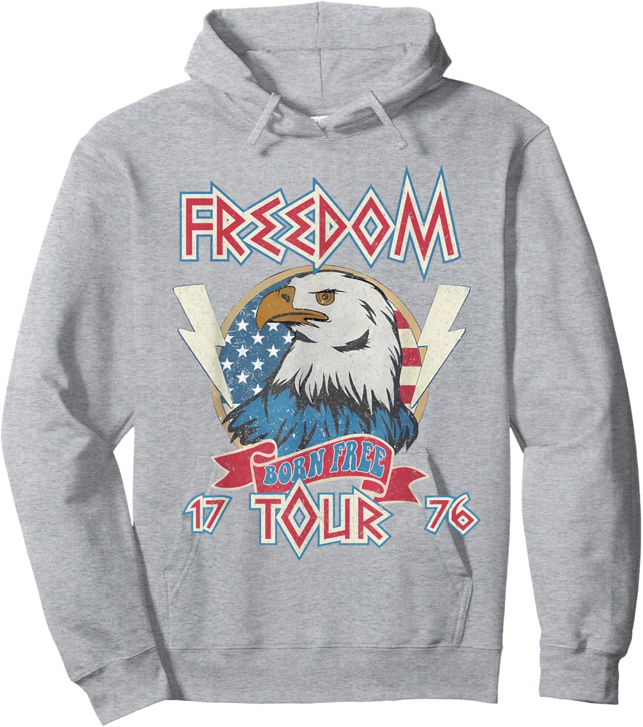 4th of July Born Free Eagle Freedom Tour 1776 Rock Men Women Hoodie - Hoodie | Ash