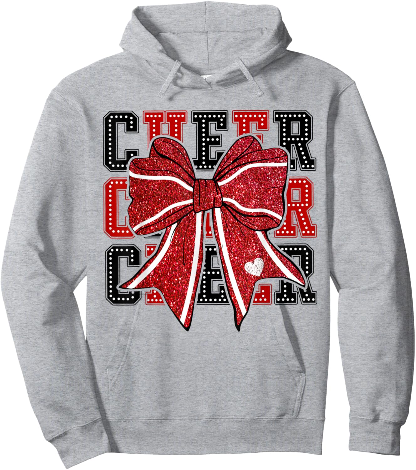 Cheerleading Coquette Black and Red Cheer Mom Football Team Hoodie - Hoodie | Ash