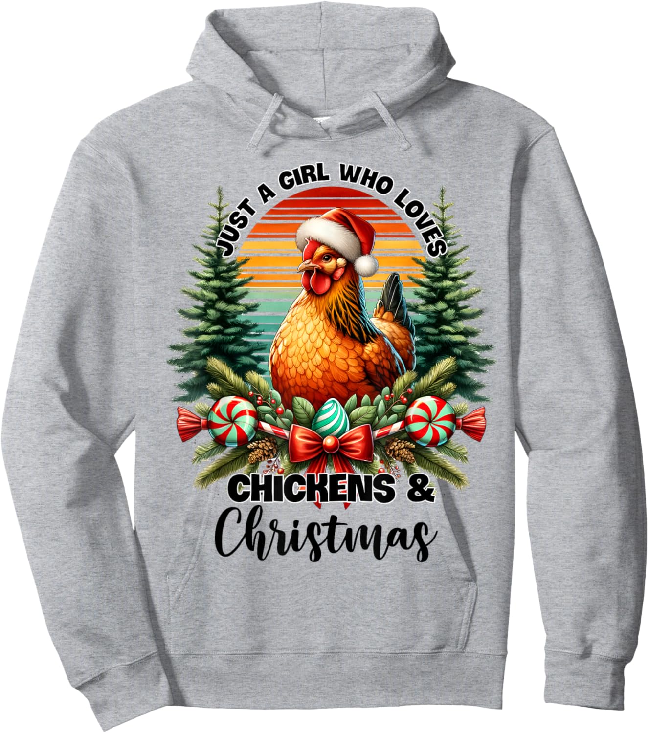 Just a girl who loves Christmas and chickens Hoodie - Hoodie | Ash
