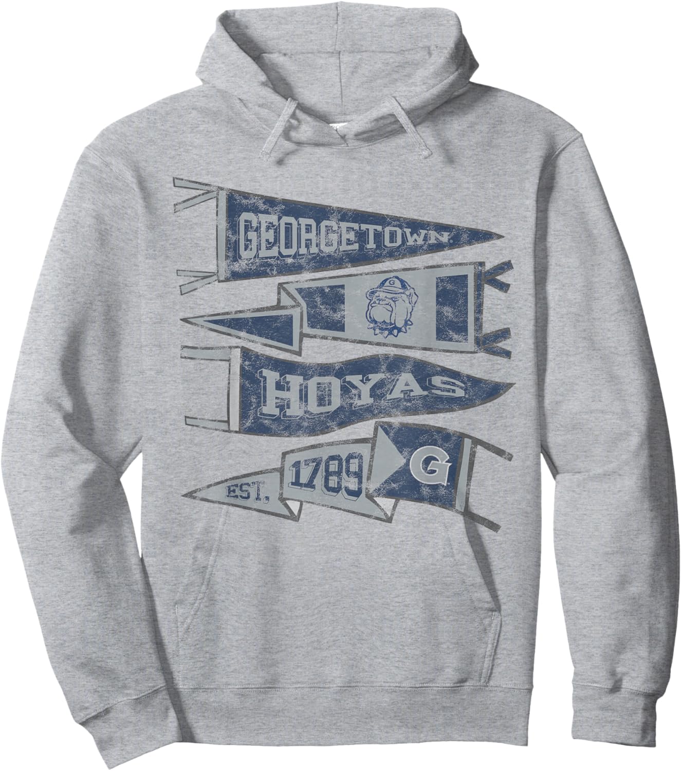 Georgetown University Hoyas Distressed Pennants Hoodie - Hoodie | Ash