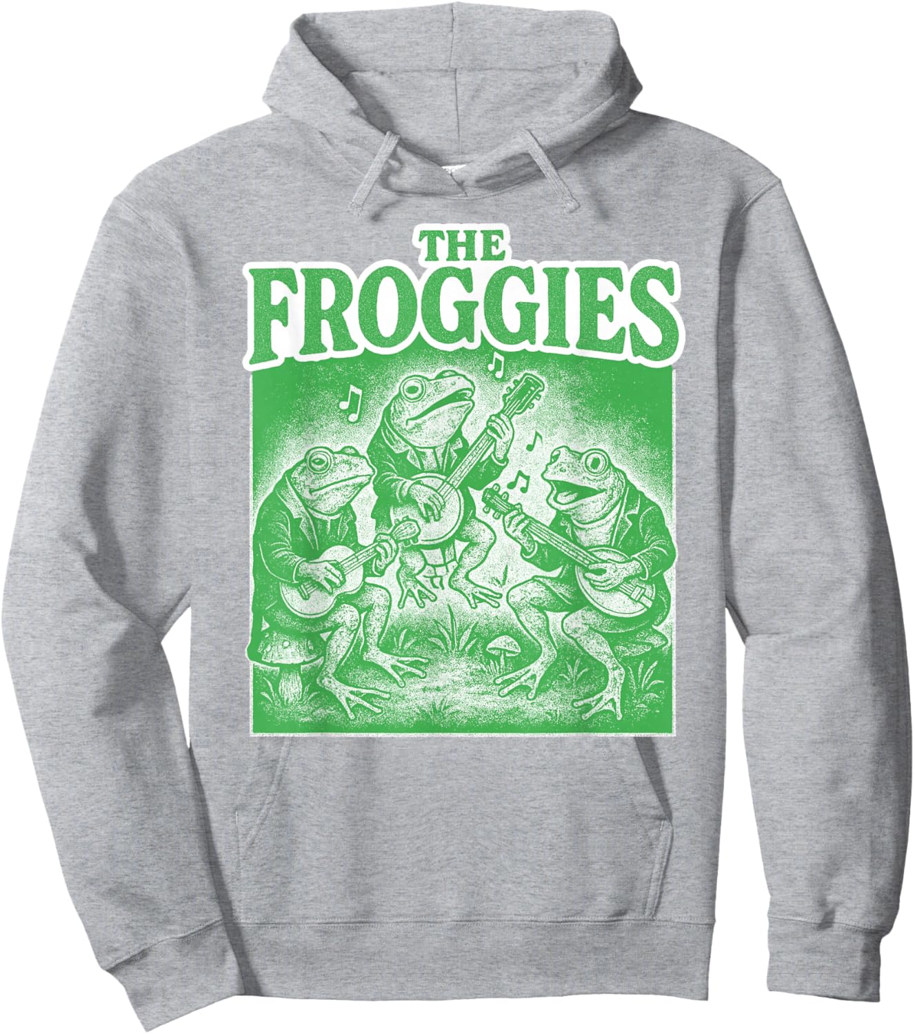 The Froggies Frog Band Art - Vintage Musical Frogs Hoodie - Hoodie | Ash