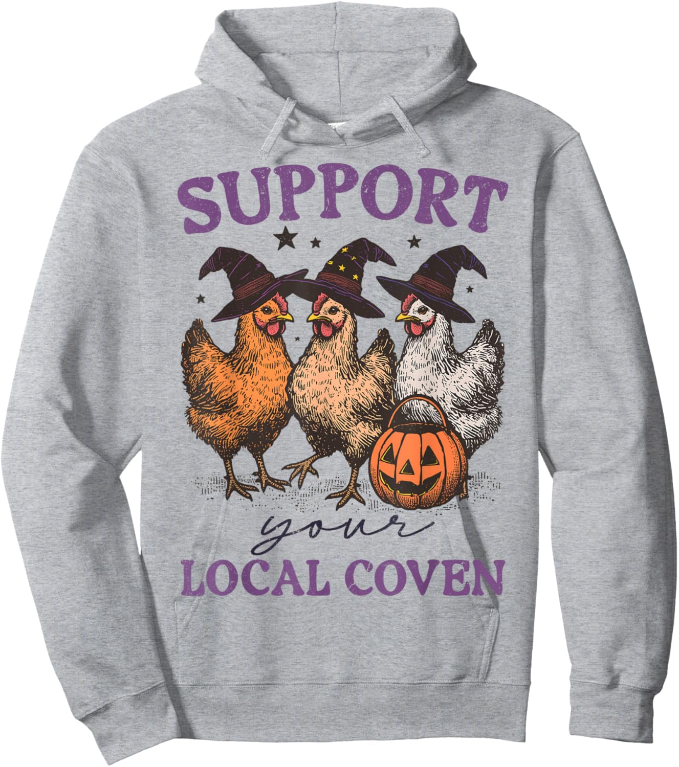 Support Your Local Coven Funny Witch Girl Chicken Farm Lover Hoodie - Hoodie | Ash