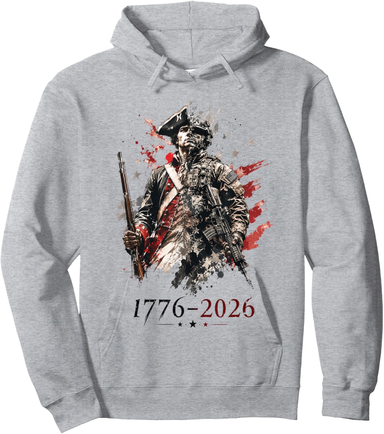 1776-2026 Patriotic Soldier 250th Anniversary 4th July Hoodie - Hoodie | Ash