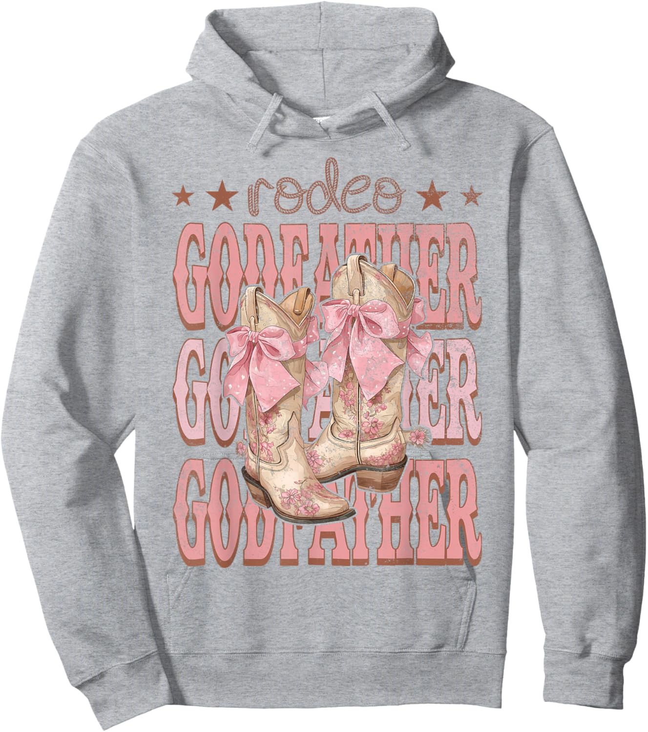 Rodeo GodFather Pink Boots Coquette Cow-Girl Birthday Party Hoodie - Hoodie | Ash