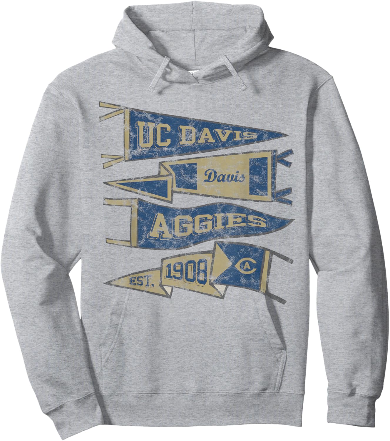 UC Davis Aggies Distressed Pennants Hoodie - Hoodie | Ash