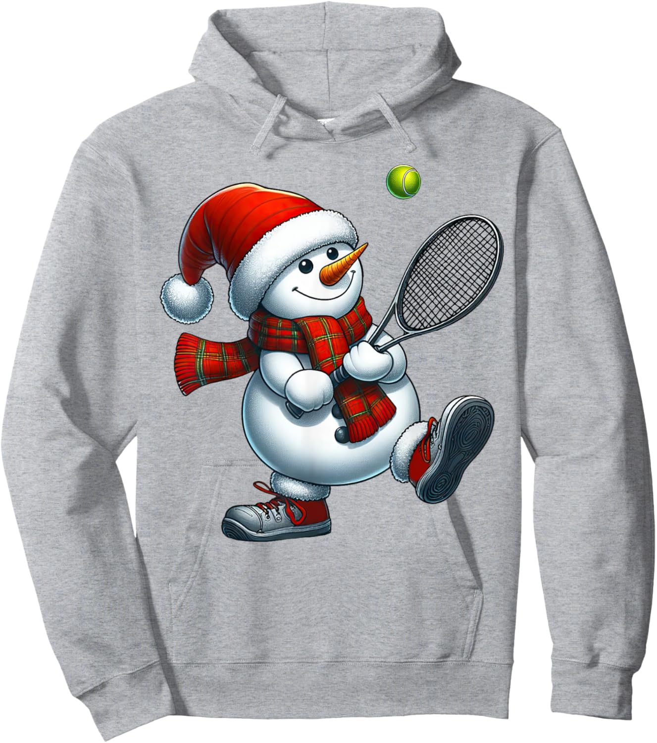 Tennis Snowman Santa Hat Christmas Xmas Boys Girls Kids Hoodie - Hoodie | Ash