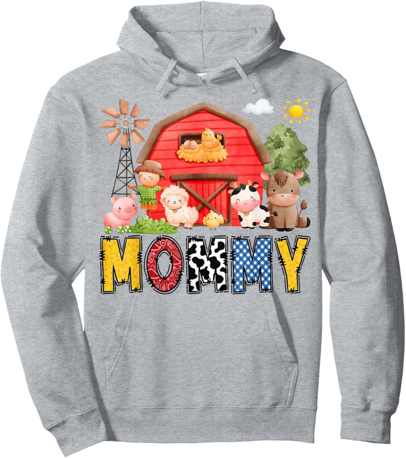 Mommy Farm Cow Birthday Boy Matching Family Matching Hoodie - Hoodie | Ash