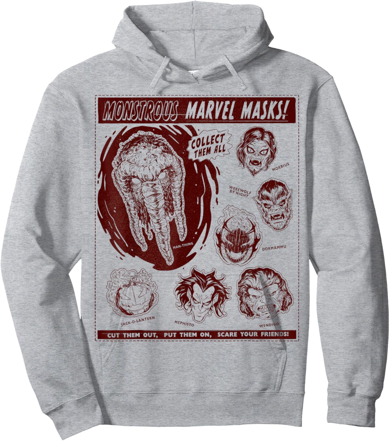 Marvel Monsters Man-Thing Monstrous Marvel Masks Halloween Hoodie - Hoodie | Ash