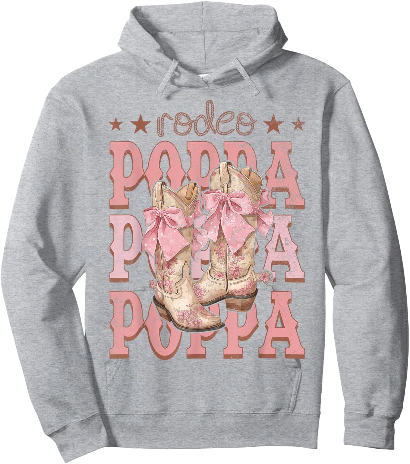 Rodeo Poppa Pink Boots Coquette Cow-Girl Birthday Party Hoodie - Hoodie | Ash