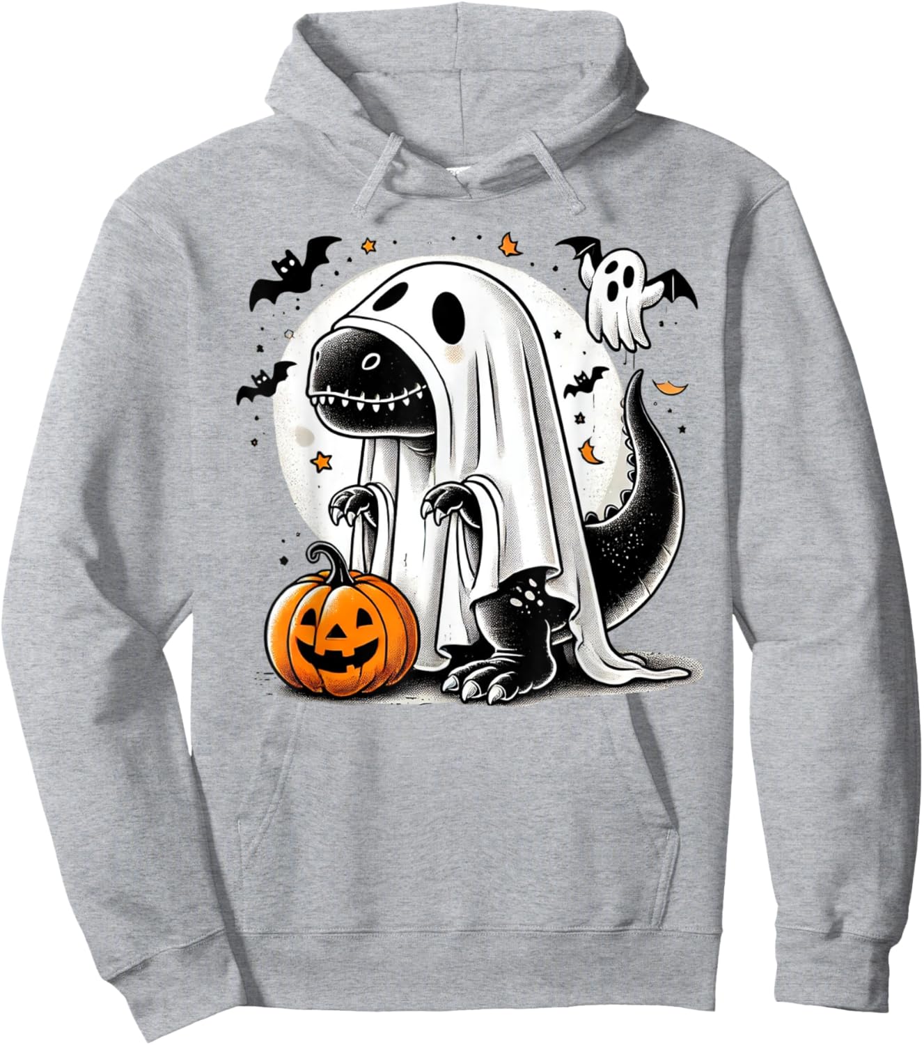 Funny T-Rex Ghost Dinosaur Halloween Costume Tyrannosaurus Hoodie - Hoodie | Ash