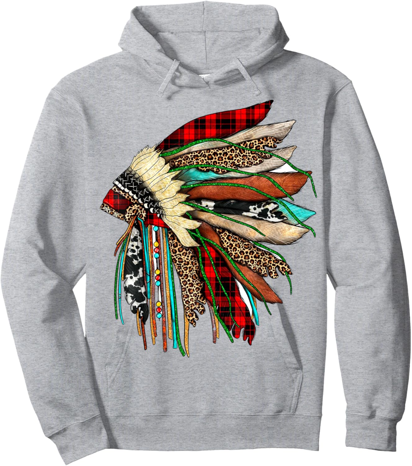 Headdress Native Indian Warrior Chief Vintage Design Hoodie - Hoodie | Ash