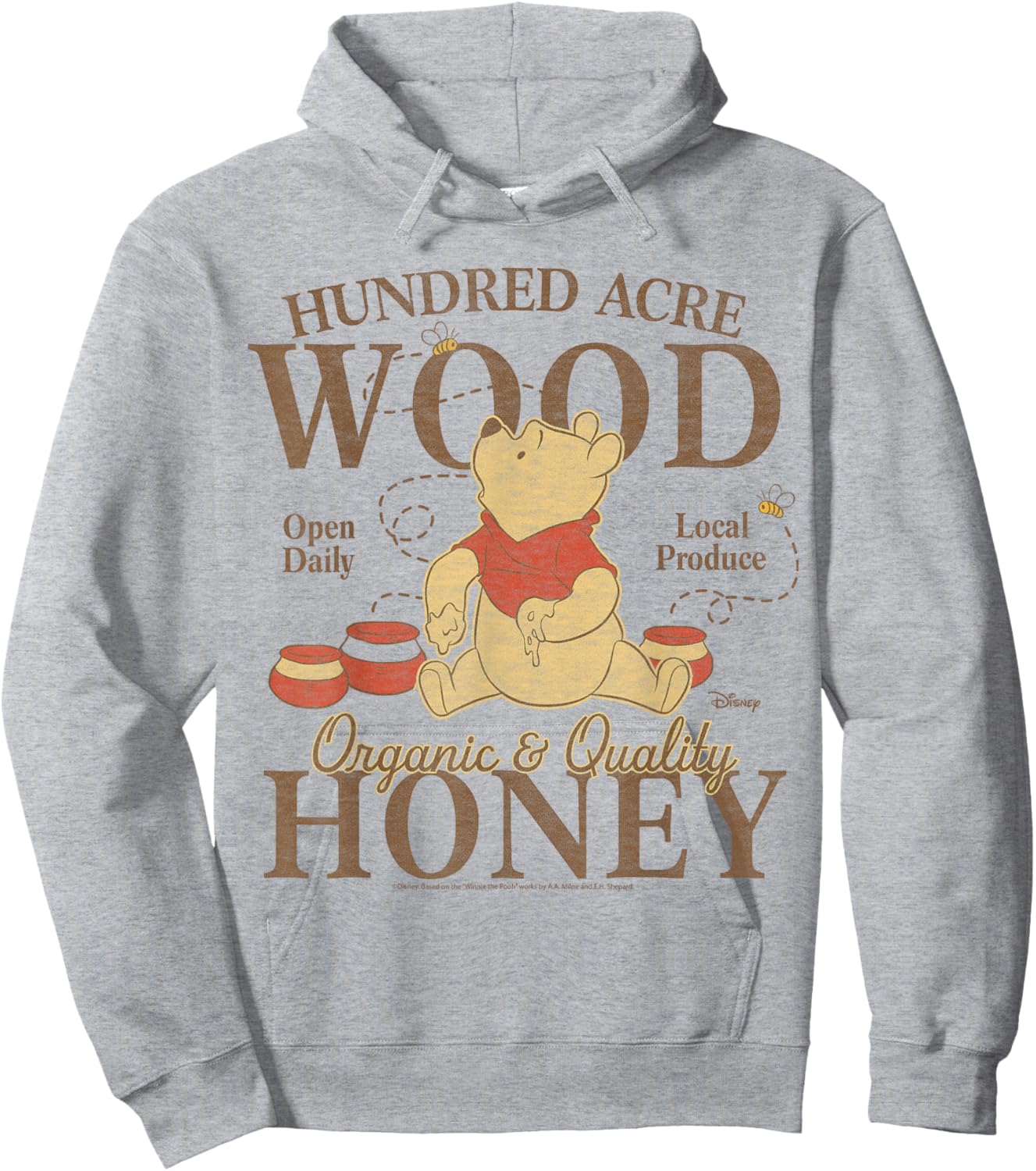Winnie The Pooh - Hundred Acre Wood Pooh Organic Honey Hoodie - Hoodie | Ash