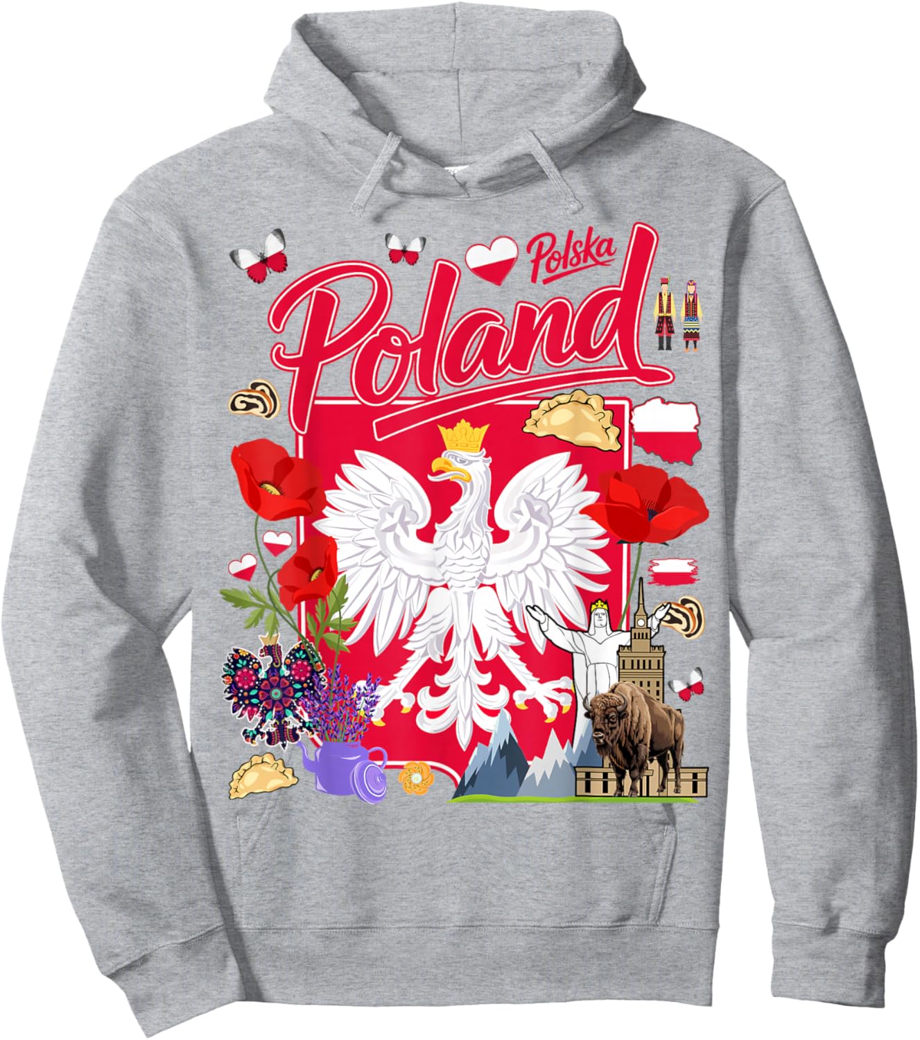 Polska Polish Flag Outfit Idea for Kids Poland Folk Themed Hoodie - Hoodie | Ash