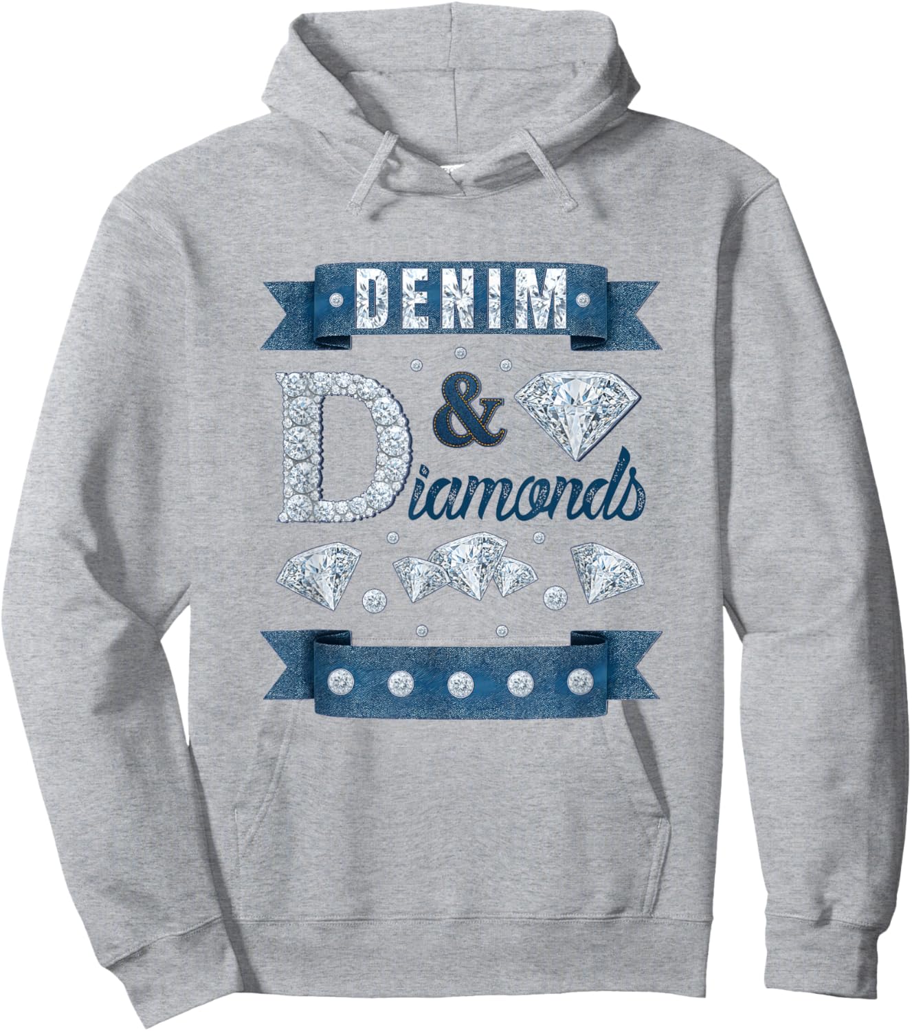 Denim and Diamonds Western Cowgirl Glam Style Men Hoodie - Hoodie | Ash