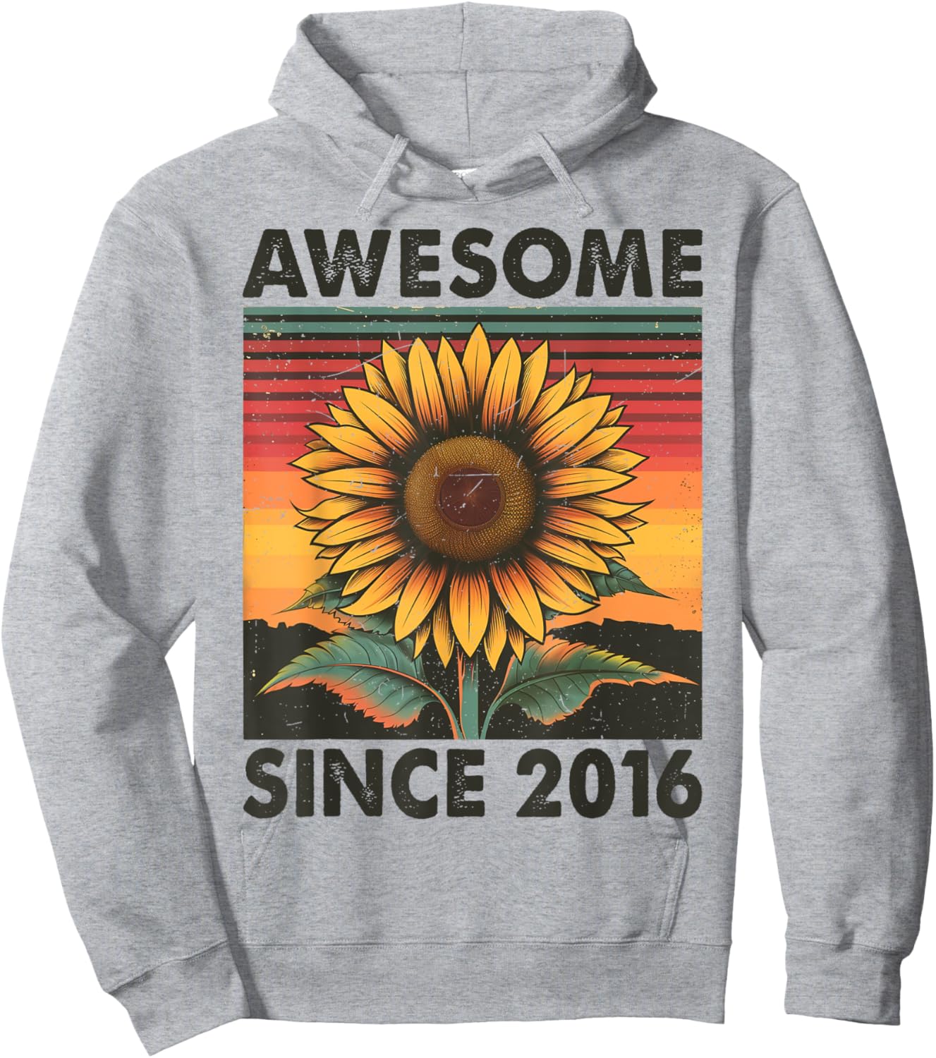 8 Years Old Gift Awesome Since 2016 Sunflower 8th Birthday Hoodie - Hoodie | Ash