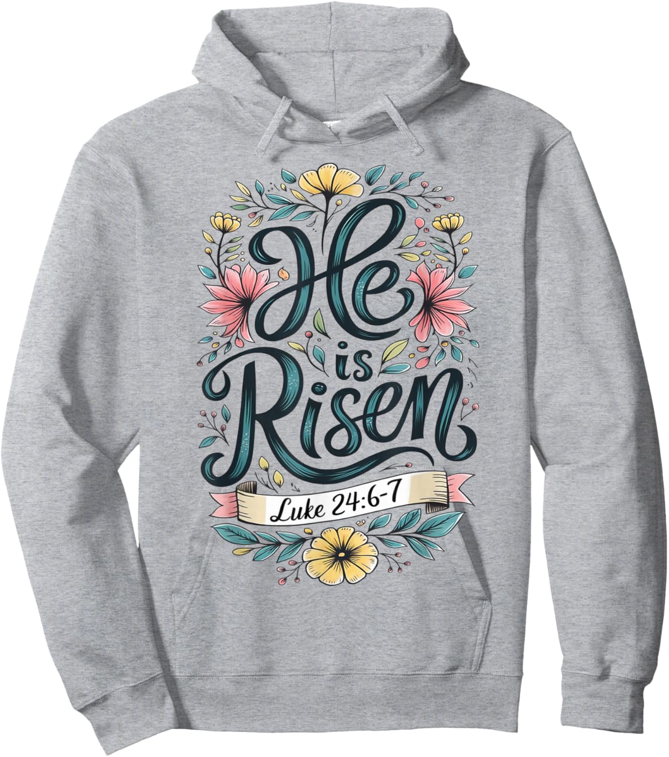 He Is Risen Easter Floral Jesus Christian Easter Women Girls Hoodie - Hoodie | Ash