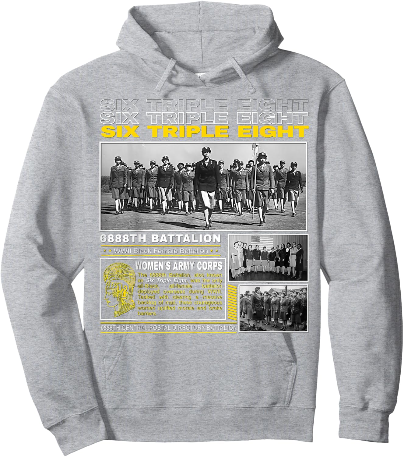6888th Battalion WWII All-Black Female Unit Hoodie - Hoodie | Ash