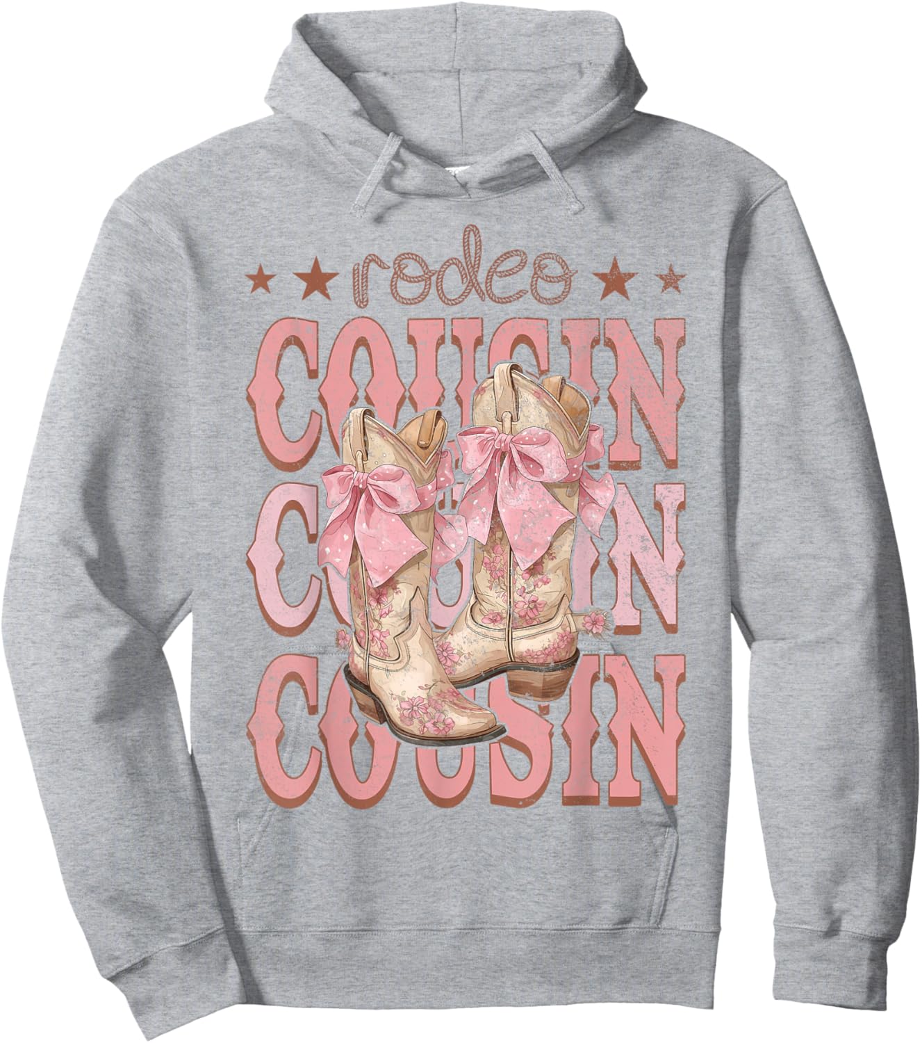 Rodeo Cousin Pink Boots Coquette Cow-Girl Birthday Party Hoodie - Hoodie | Ash